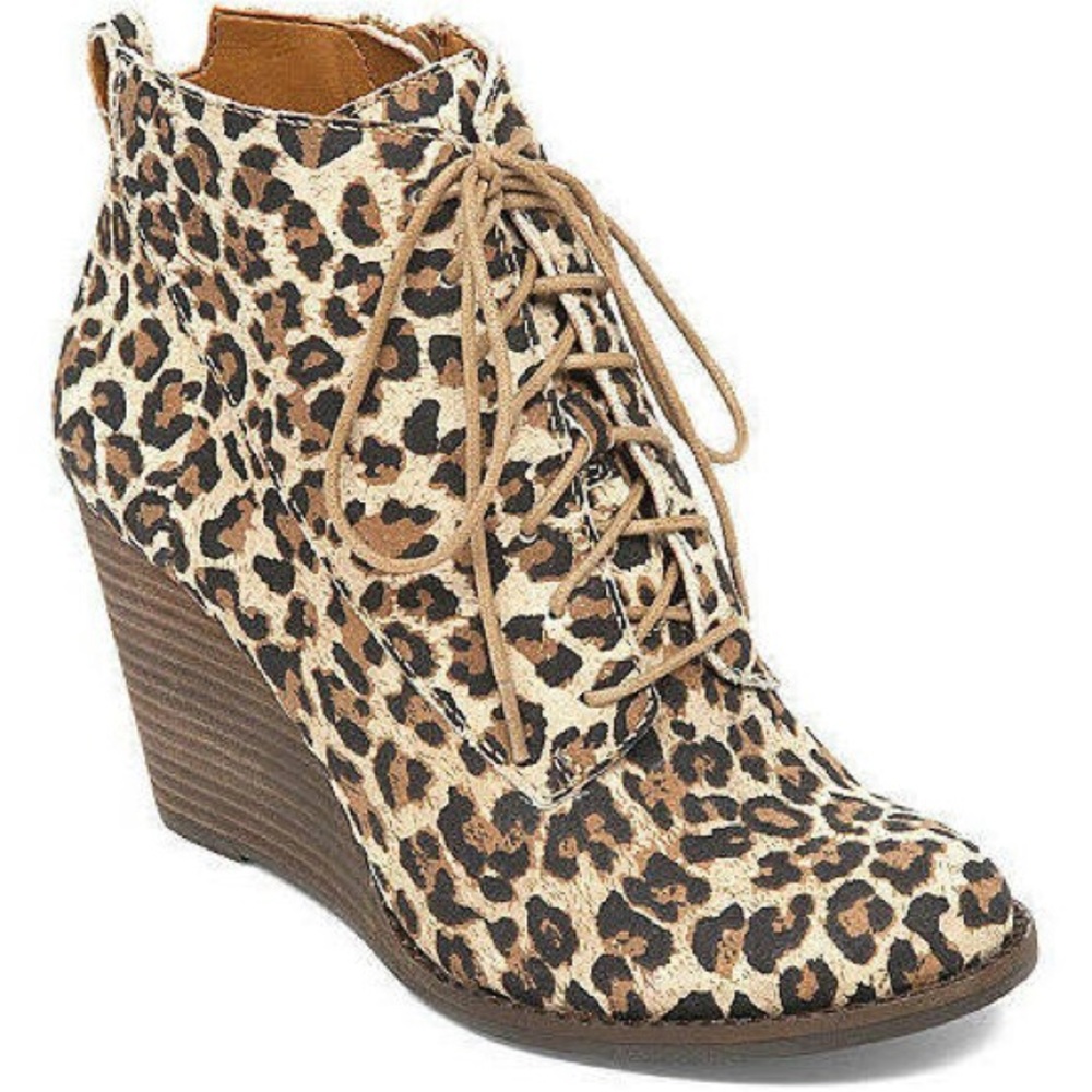 LUCKY BRAND | yoanna leopard luxe wedge bootie
